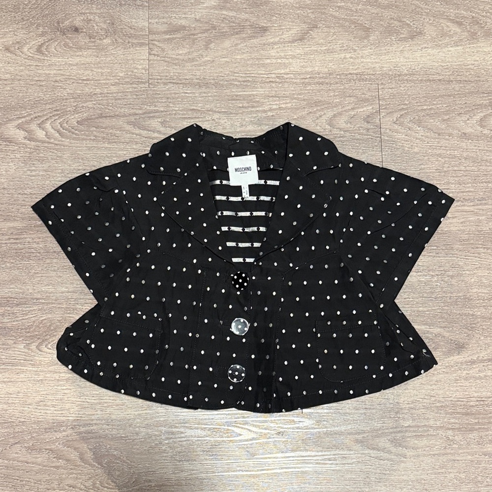 Moschino Jeans Women’s Black Jacket with White Polka Dots